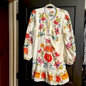 Farm Rio size medium white floral mini dress.  Worn once- excellent condition